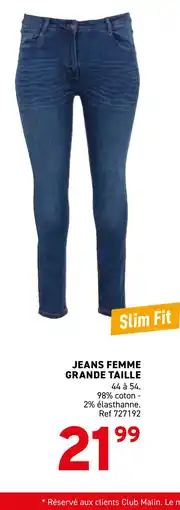Trafic Jeans femme grande taille offre