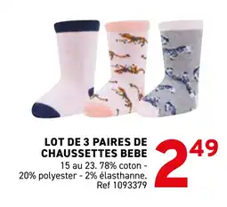 Trafic Lot de 3 paires de chaussettes bebe offre