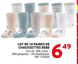 Trafic Lot de 10 paires de chaussettes bebe offre
