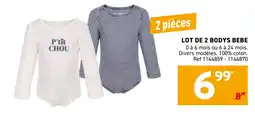 Trafic LOT DE 2 BODYS BEBE offre