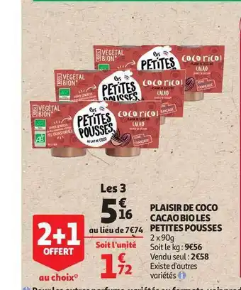 Auchan Plaisir De Coco Cacao Bio Les Petites Pousses offre