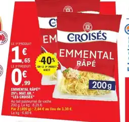 E.Leclerc LES CROISÉS Emmental râpé 29% mat.gr. offre