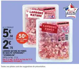 E.Leclerc STEMMELEN Lardons nature ou fumés de qualité supérieure offre