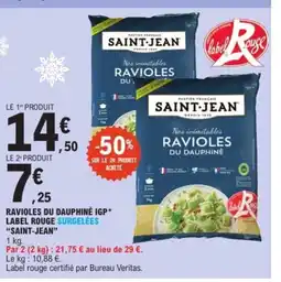 E.Leclerc SAINT-JEAN Ravioles du dauphiné igp label rouge surgelées offre
