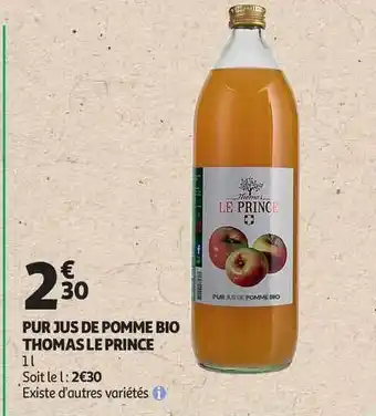 Auchan Pur Jus De Pomme Bio Thomas Le Prince offre