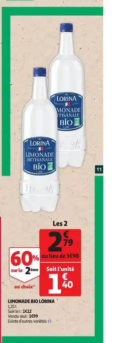 Auchan Limonade Bio Lorina offre