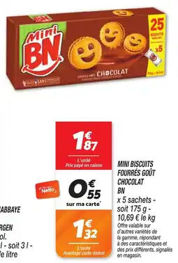 Netto Mini biscuits fourrés goût chocolat bn offre