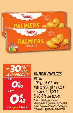 Netto Palmiers feuilletés netto offre