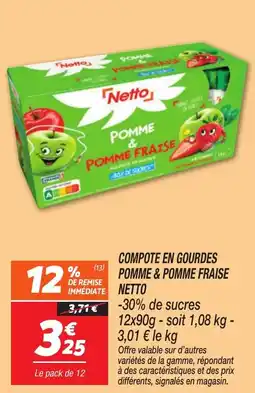 Netto Compote en gourdes pomme & pomme fraise netto offre