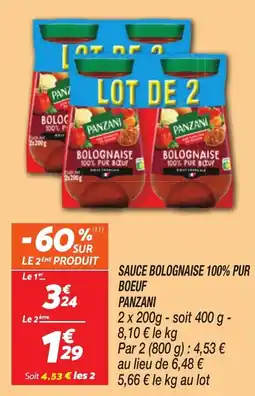 Netto Sauce bolognaise 100% pur boeuf panzani offre