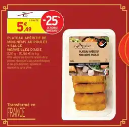 Intermarché PLATEAU APÉRITIF DE MINI-NEMS AU POULET + SAUCE MERVEILLES D'ASIE offre