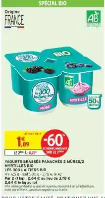 Intermarché Yaourts Brassés Panachés 2 Mûres/2 Myrtilles Bio offre