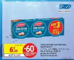 Intermarché Thon Entier Nature Msc Saupiquet offre