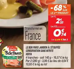 Netto Le bon paris jambon à l'étouffée conservation sans nitrite herta offre