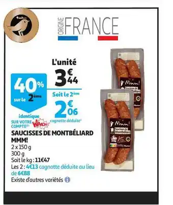 Auchan Saucisses De Montbéliard Mmm! offre