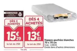 Promocash Nappes gaufrees blanches 70 x 70 cm offre