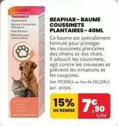 Animalis Beaphar - baume coussinets plantaires offre
