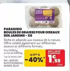Animalis Paradisio - boules de graisse pour oiseaux des jardins offre
