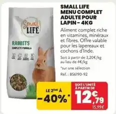 Animalis Small life - menu complet adulte pour lapin offre