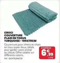 Animalis Croci - couverture plaid en tissus turquoise offre