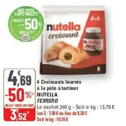 G20 4 croissants fourrés à la pâte à tartiner nutella ferrero offre