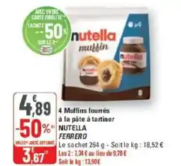 G20 4 muffins fourrés à la pâte à tartiner nutella ferrero offre