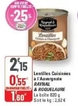 G20 Lentilles cuisinées a l'auvergnate raynal &roquelaure offre