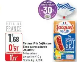 G20 Tartines p'tit dej nature sucres ajoutés jacquet offre