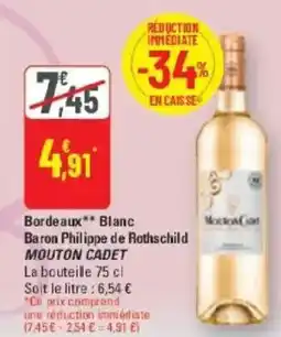 G20 Bordeaux blanc baron philippe de rothschild mouton cadet offre