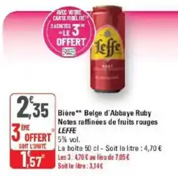 G20 Bière belge d'abbaye ruby notes raffinées de fruits rouges leffe offre