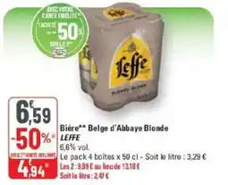 G20 Bière belge d'abbaye blonde leffe offre