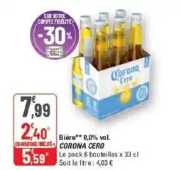 G20 Bière** 0,0% vol. corona cero offre