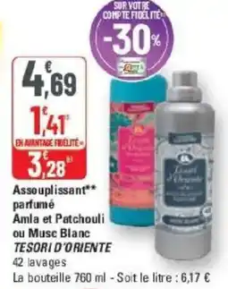 G20 Assouplissan parfumé amla et patchouli ou musc blanc tesori d'oriente offre