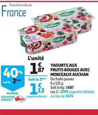 Auchan Yaourts Aux Fruits Rouges Avec Morceaux Auchan offre