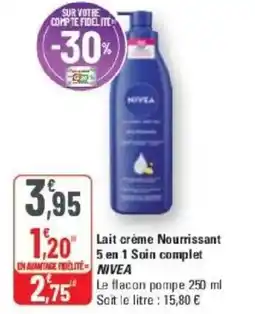 G20 Lait crème nourrissant 5 en 1 soin complet nivea offre