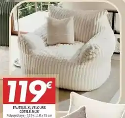 La Foir'Fouille Fauteuil xl velours cotelé mμei offre