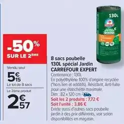 Carrefour Drive Carrefour - 8 sacs poubelle 130l spécial jardin offre