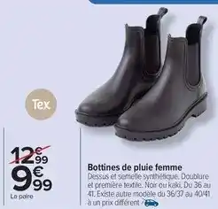 Carrefour Drive Tex - bottines de pluie femme offre