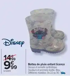 Carrefour Drive Disney - bottes de pluie enfant licence offre