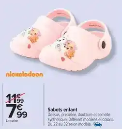 Carrefour Drive Nickelodeon - sabots enfant offre