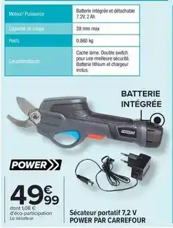 Carrefour Drive Carrefour - sécateur portatif 7.2 v offre