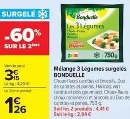 Carrefour Market Mélange 3 légumes surgelés bonduelle offre