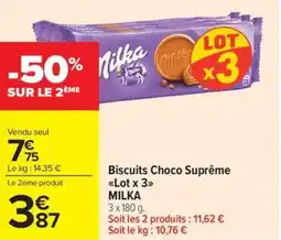 Carrefour Market Biscuits choco suprême lot x 3 milka offre