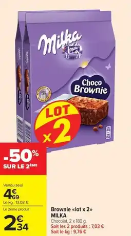 Carrefour Market Brownie lot x 2 milka offre