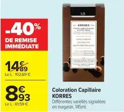 Carrefour Market Coloration capillaire korres offre