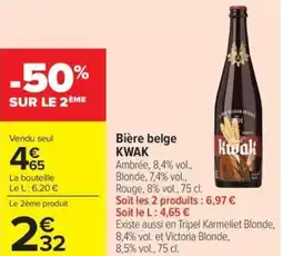 Carrefour Market Bière belge kwak offre