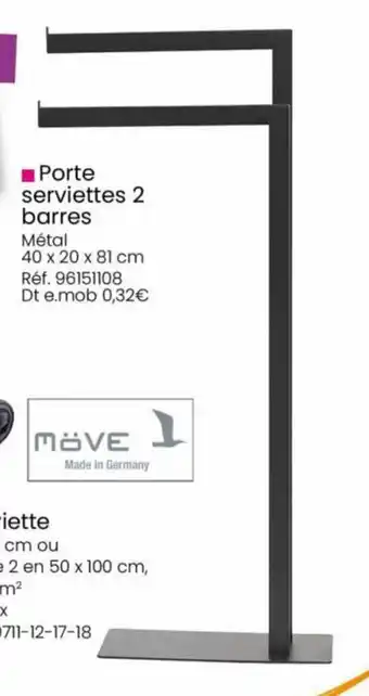 Kandy Porte Serviettes 2 Barres offre