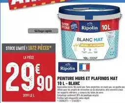Brico Cash Ripolin - peinture murs et plafonds mat 10 l blanc offre