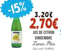 Naturalia Lemon plius jus de citron gingembre offre