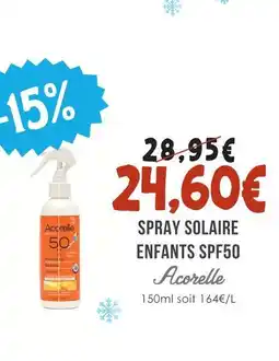 Naturalia Acorell spray solaire enfants spf50 offre